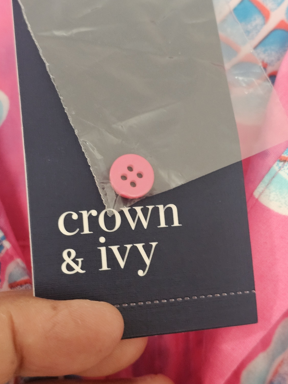 crown & ivy Pink Mini Dress with Blue Pineapple Print Playful Whimsical{Bx20} - Picture 6 of 11